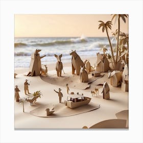 Paper Sculptures On The Beach Canvas Print