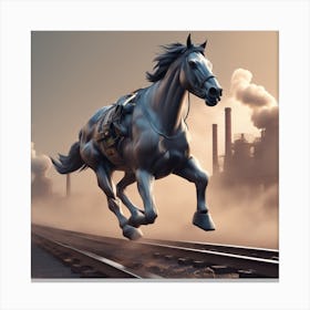 Horse Running On Tracks Canvas Print