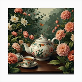 Tea In The Garden Canvas Print