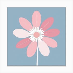 A White And Pink Flower In Minimalist Style Square Composition 603 Canvas Print
