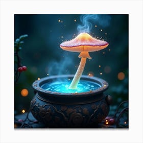 Flux Dev A Delicate Glowing Mushroom With A Cap Resembling A P 1 Canvas Print