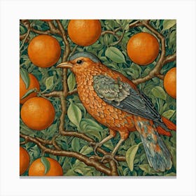 Bird Perched On An Orange Tree Canvas Print