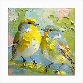 Firefly A Modern Illustration Of 2 Beautiful Sparrows Together In Neutral Colors Of Taupe, Gray, Tan (58) Canvas Print