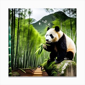 Panda Bear In Bamboo Forest 10 Canvas Print