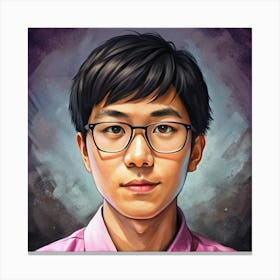 Portrait Of A Young Man With Glasses Canvas Print