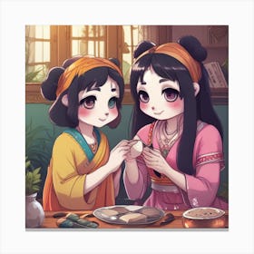 Panda Girls Canvas Print