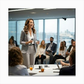 Businesswoman Giving A Presentation Canvas Print