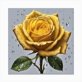 Yellow Rose With Raindrops Canvas Print