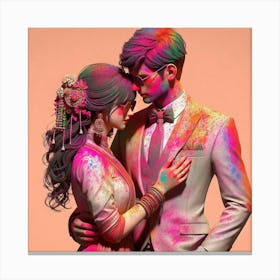 Holi Couple 12 Canvas Print