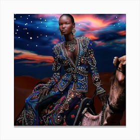 Afro-American Woman On Camel Canvas Print