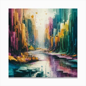 A stunning oil painting of a vibrant and abstract watercolor Canvas Print