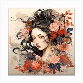 Geisha Japannese Vintage Art Canvas Print