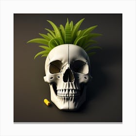 Skull With Plants Canvas Print