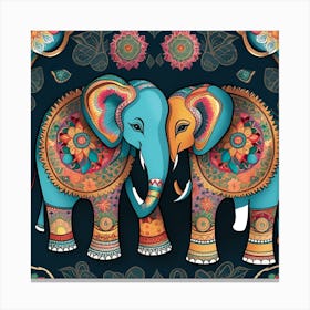 Elephants In Love Canvas Print