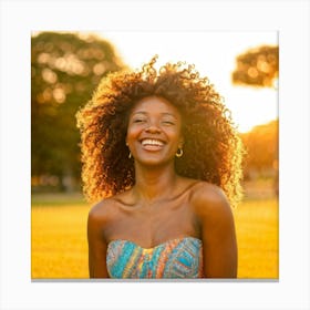 Young African American Woman Smiling At Sunset 1 Canvas Print