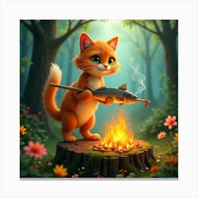 Flux Dev A Vibrant Orange Tabby Cat With Bright Green Eyes And 0 Canvas Print