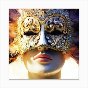 Venetian Mask - photo photography square face vanice italy travel carnival color Canvas Print