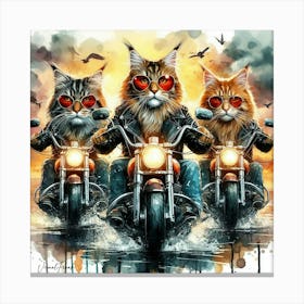 Maine Coon Cats Riders Canvas Print