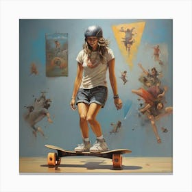 Skateboarder Art Painting Canvas Print