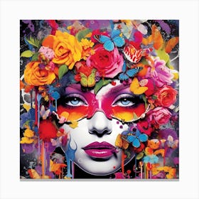 Lady With Butterflies Canvas Print