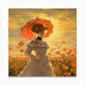 Lady In A Poppy Field Canvas Print