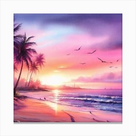 Sunset At The Beach Canvas Print