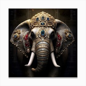 Bejewelled Elephant, Jewels fit for an elephant queen 1 Canvas Print