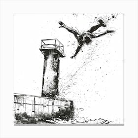 Man Jumping Off A Lighthouse Canvas Print