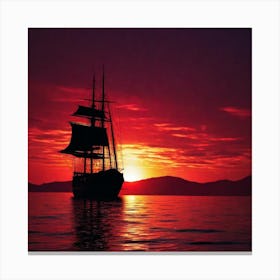 Sailboat At Sunset 19 Canvas Print