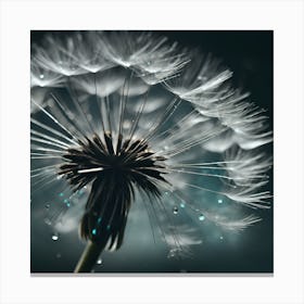 Monochrome Dandelion with a hint of Blue Canvas Print