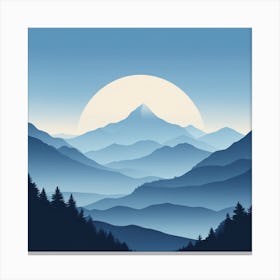 Misty mountains background in blue tone 52 Canvas Print