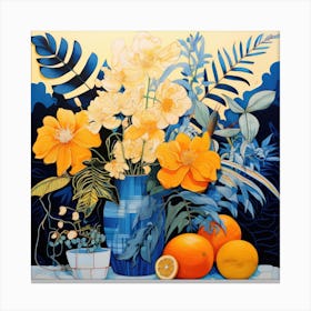 Oranges In A Vase Canvas Print