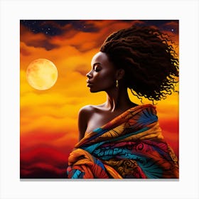 African Woman At Sunset 3 Canvas Print