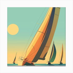 Sailboats In The Ocean 2 Canvas Print