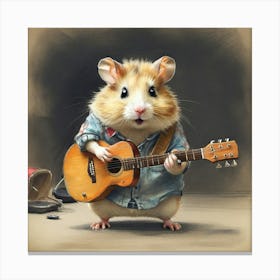 Hamster Playing Guitar 1 Canvas Print