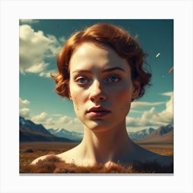 Girl In A Field Canvas Print