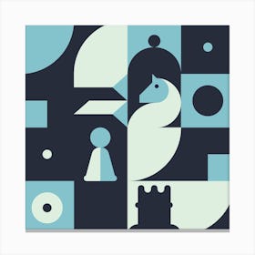 Chess Pieces And Geometric Shapes 4 Square Canvas Print