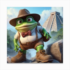 Frog In Hat 3 Canvas Print