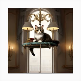 Cat On A Chair Canvas Print