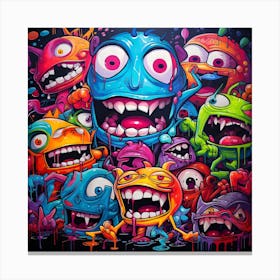 Monsters Graffiti Art for wall decor 4 Canvas Print