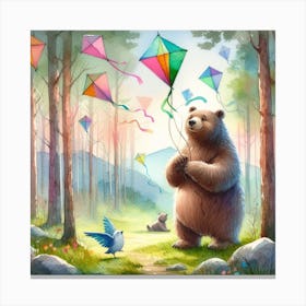 A bear in a forest 4 Canvas Print