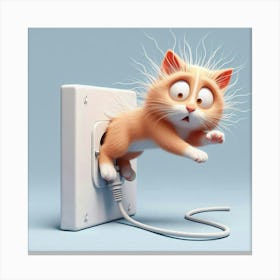 Cat Jumping On A Power Outlet Canvas Print