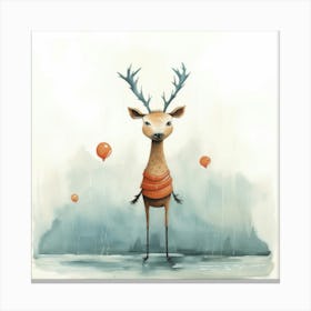 Deer With Balloons 12 Canvas Print