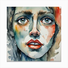 Watercolor Of A Woman'S Face 5 Canvas Print