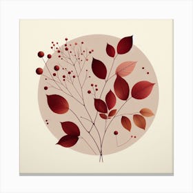 Scandinavian style, Dry red leaves on a branch Canvas Print