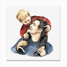 Watercolor Of Father And Son Father's Day 1 Canvas Print