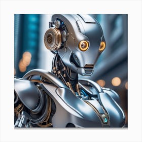 Robot In The City 32 Canvas Print