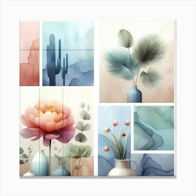 Cactus And Flowers Canvas Print