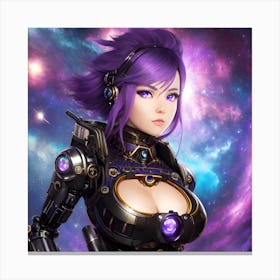 Surreal sci-fi anime cyborg limited edition 2/10 different characters Purple Haired Waifu Canvas Print