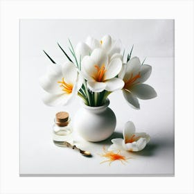 White Crocus In A Vase Canvas Print